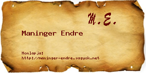 Maninger Endre névjegykártya